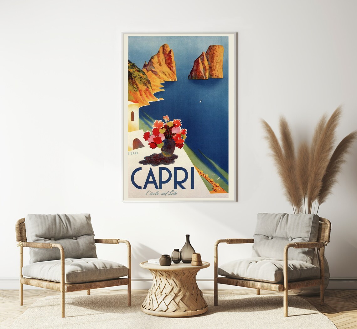 Capri Italy Vintage Travel Poster, Retro Coastal Art Print - Image 3