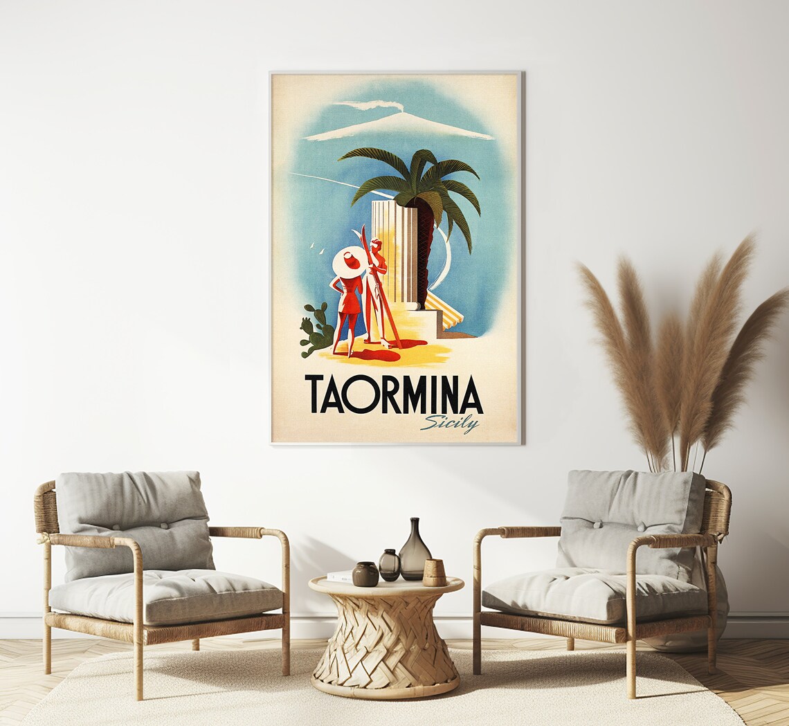 Taormina Sicily Italy Vintage Travel Poster - Image 3
