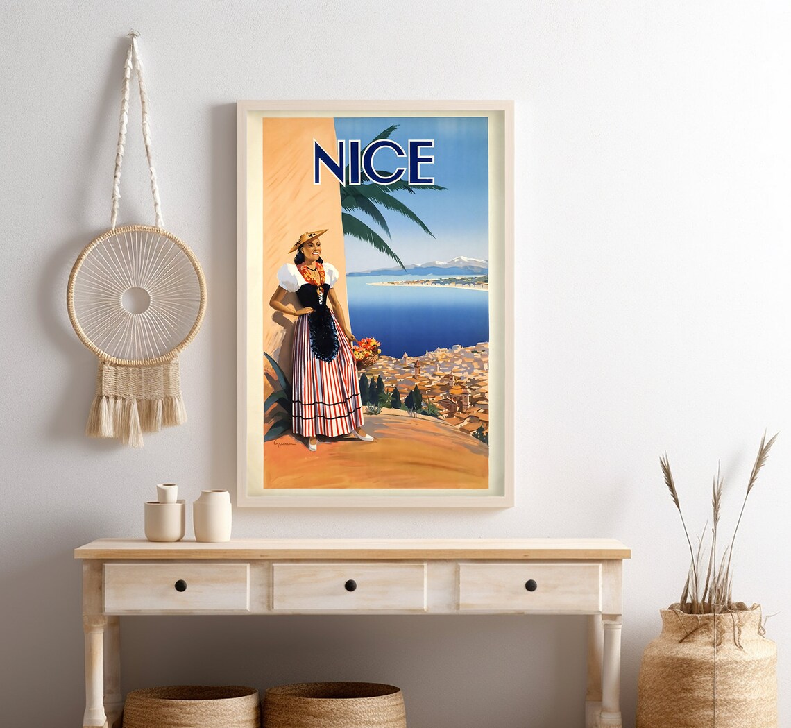 Nice Cote D Azur Vintage Travel Poster, France - Image 4