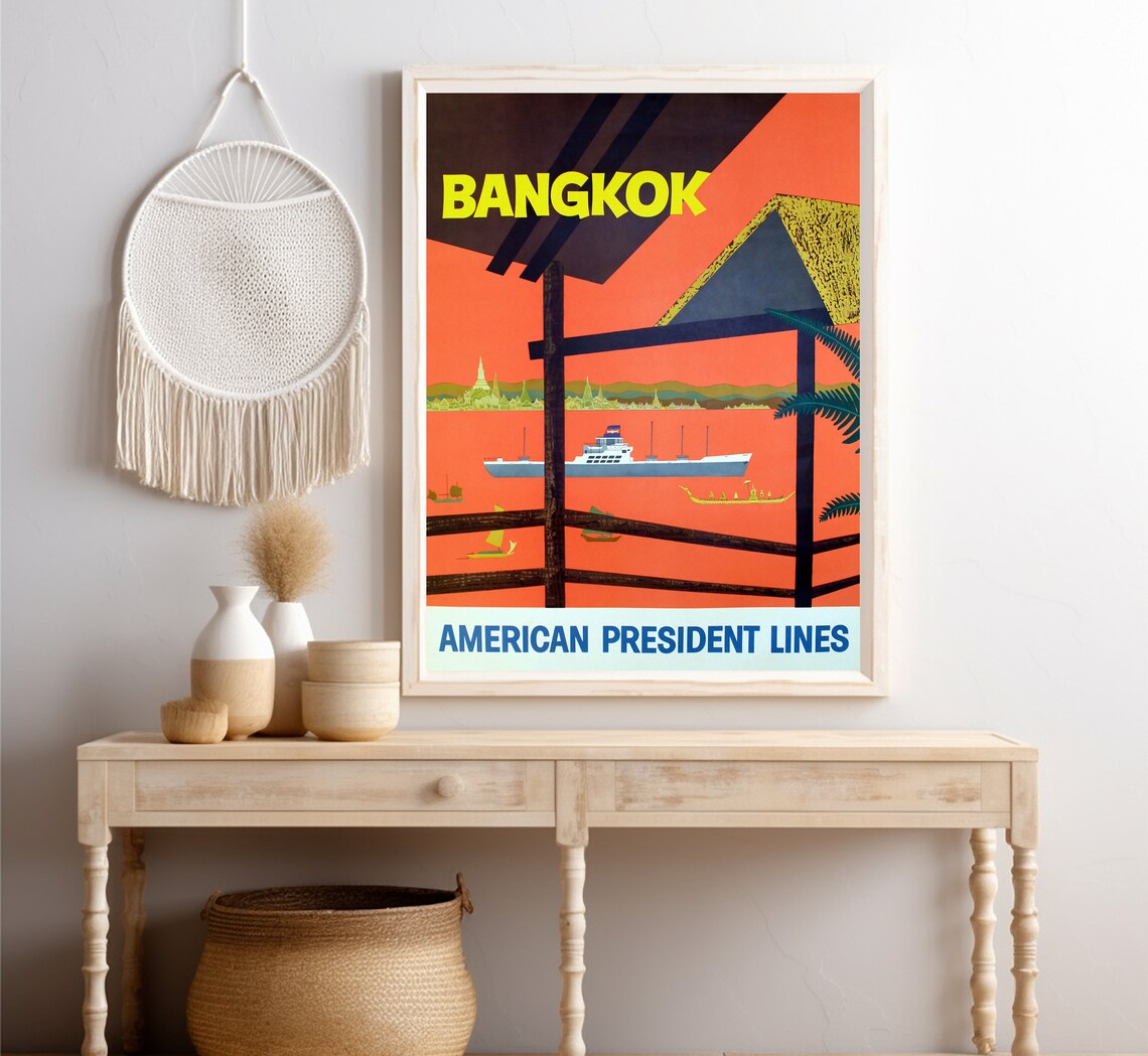Bangkok Thailand American President Lines Harbor Sunset Ship Poster - Image 4