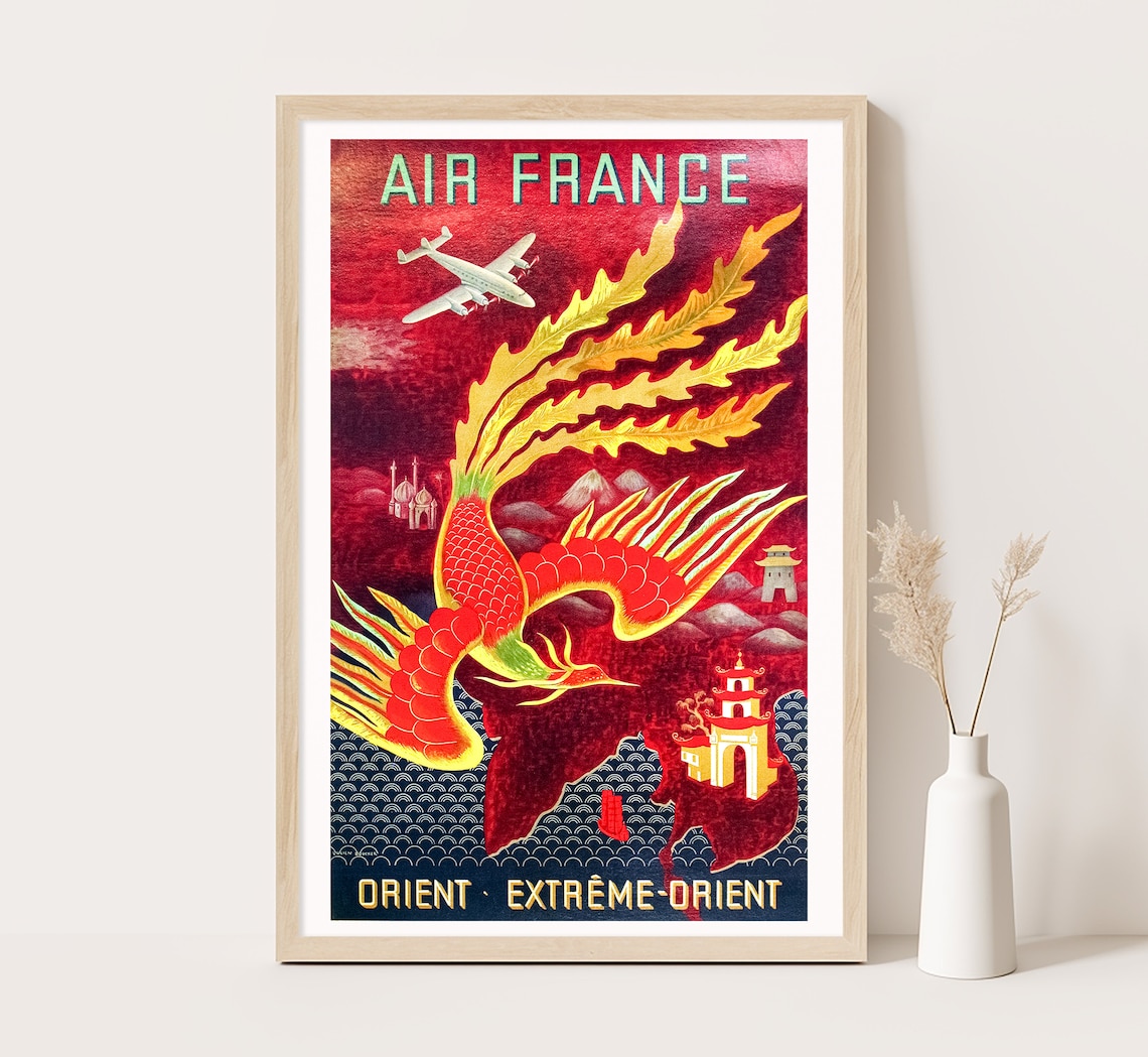 Air France Vintage Travel Poster, Extreme Orient