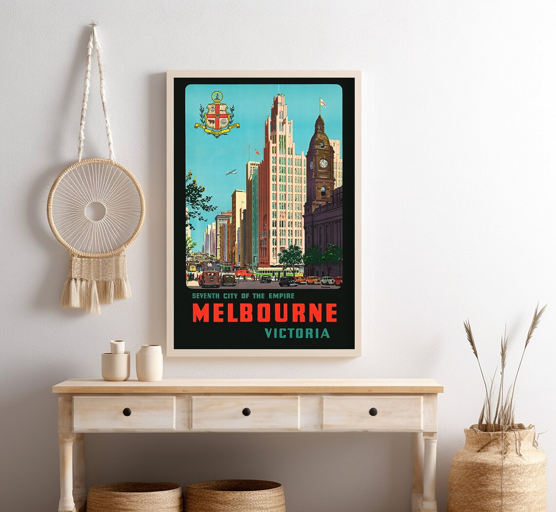 Melbourne Victoria Seventh City Empire Skyline Trams Vintage Poster - Image 4