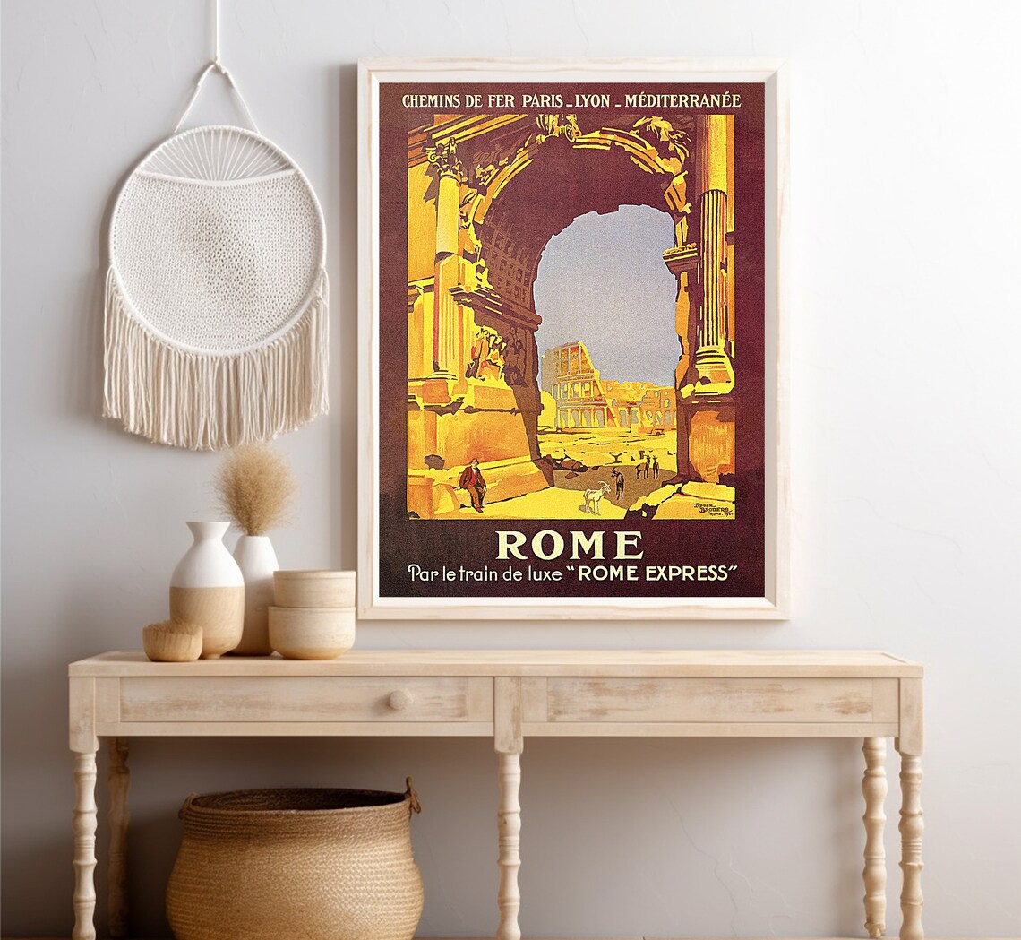Rome Italy Arch Of Titus Colosseum Rome Express Vintage Train Poster - Image 4