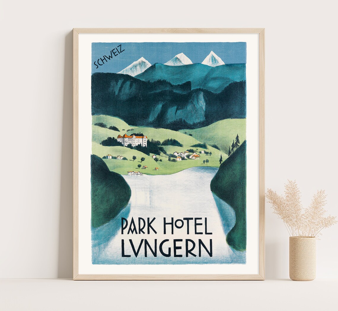 Park Hotel Lungern, Switzerland Vintage Travel Poster