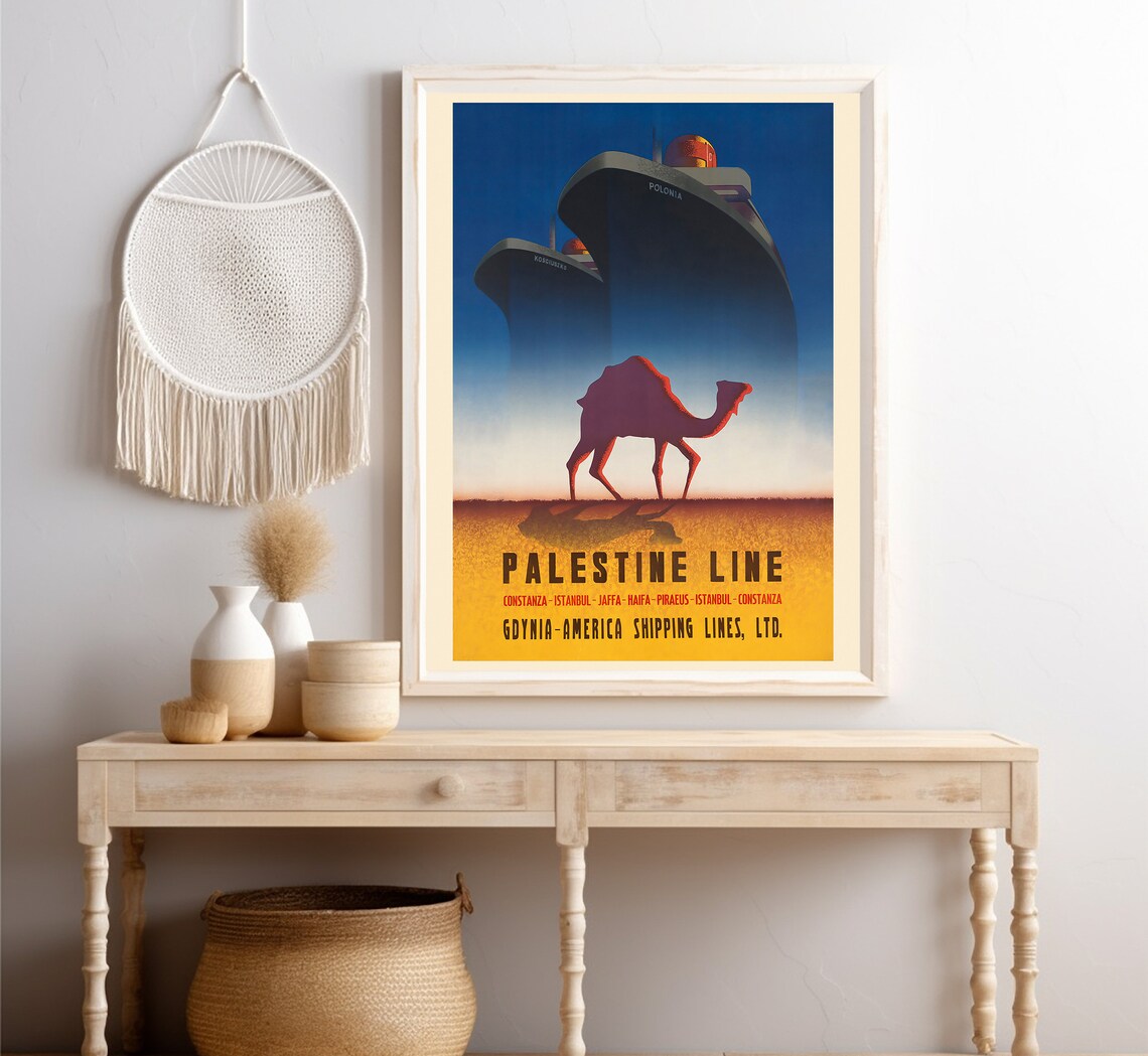 Palestine Line Camel Desert Ship Route Vintage Ocean Liner Poster - Image 4