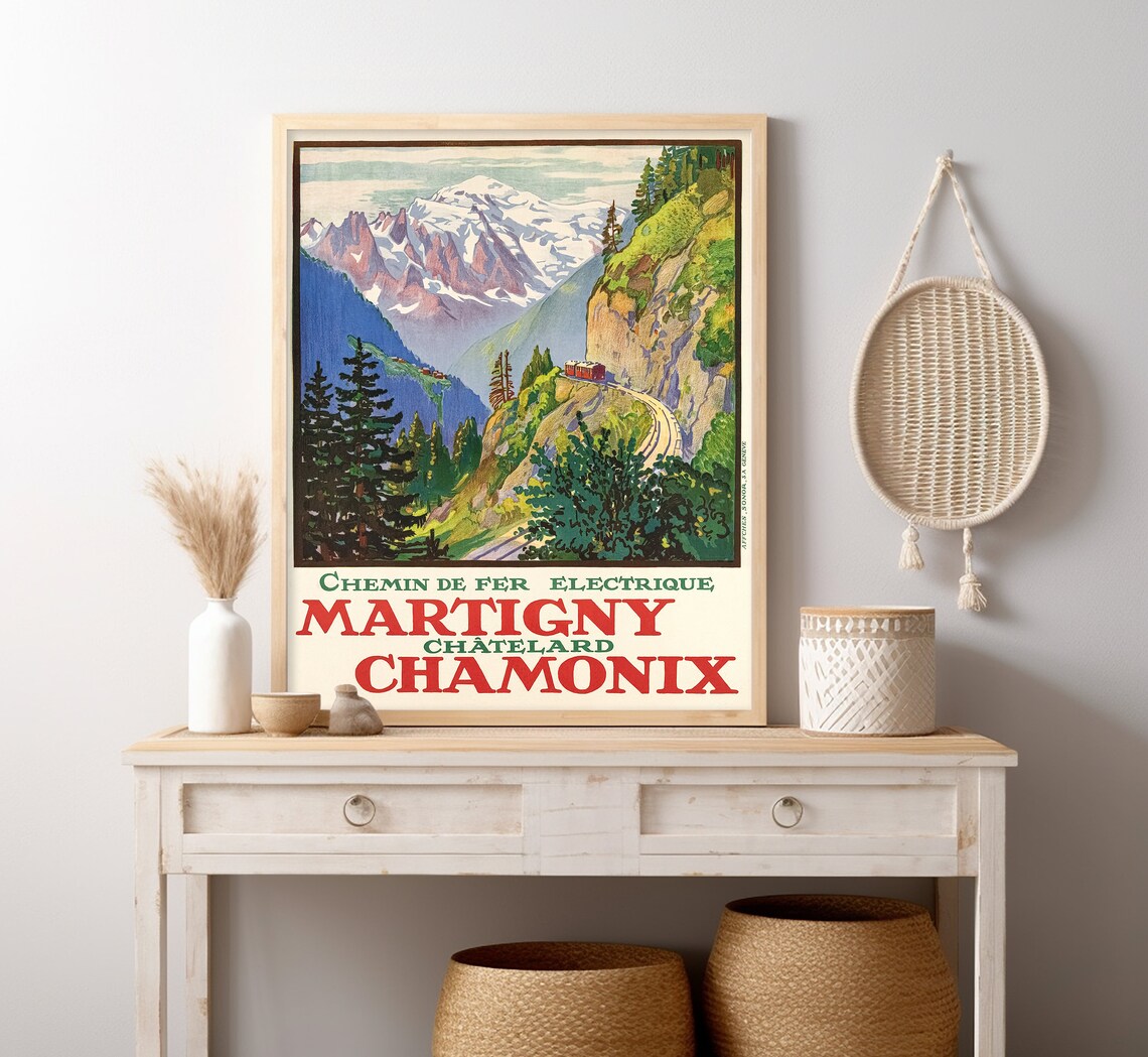 Martigny Chamonix Switzerland Vintage Travel Poster - Image 4