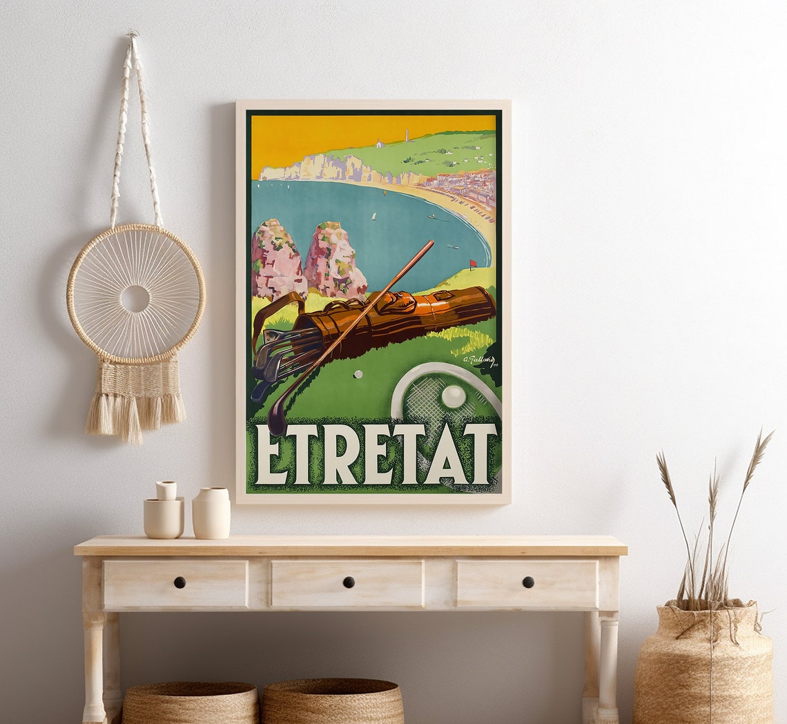 Etretat France Normandy Cliffs Bay Golf Course Tee View Travel Poster - Image 4