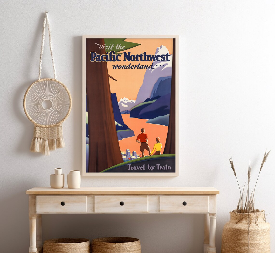 Pacific Northwest Wonderland Travel by Train Vintage Poster Art Print - Image 4