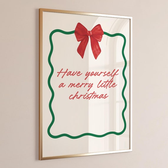 Trendy Christmas Print Have Yourself A Merry Little Christmas Winter Poster Red Quote Wall Art Cute Coquette Print Holiday Decor