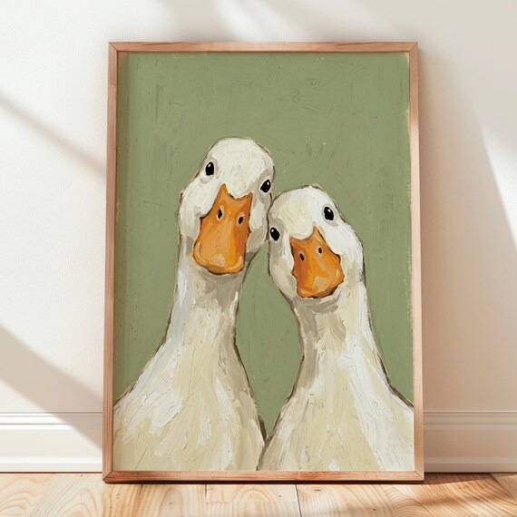 Duck Wall Art Print Farmhouse Kitchen Decor Funny Animal Painting For Home