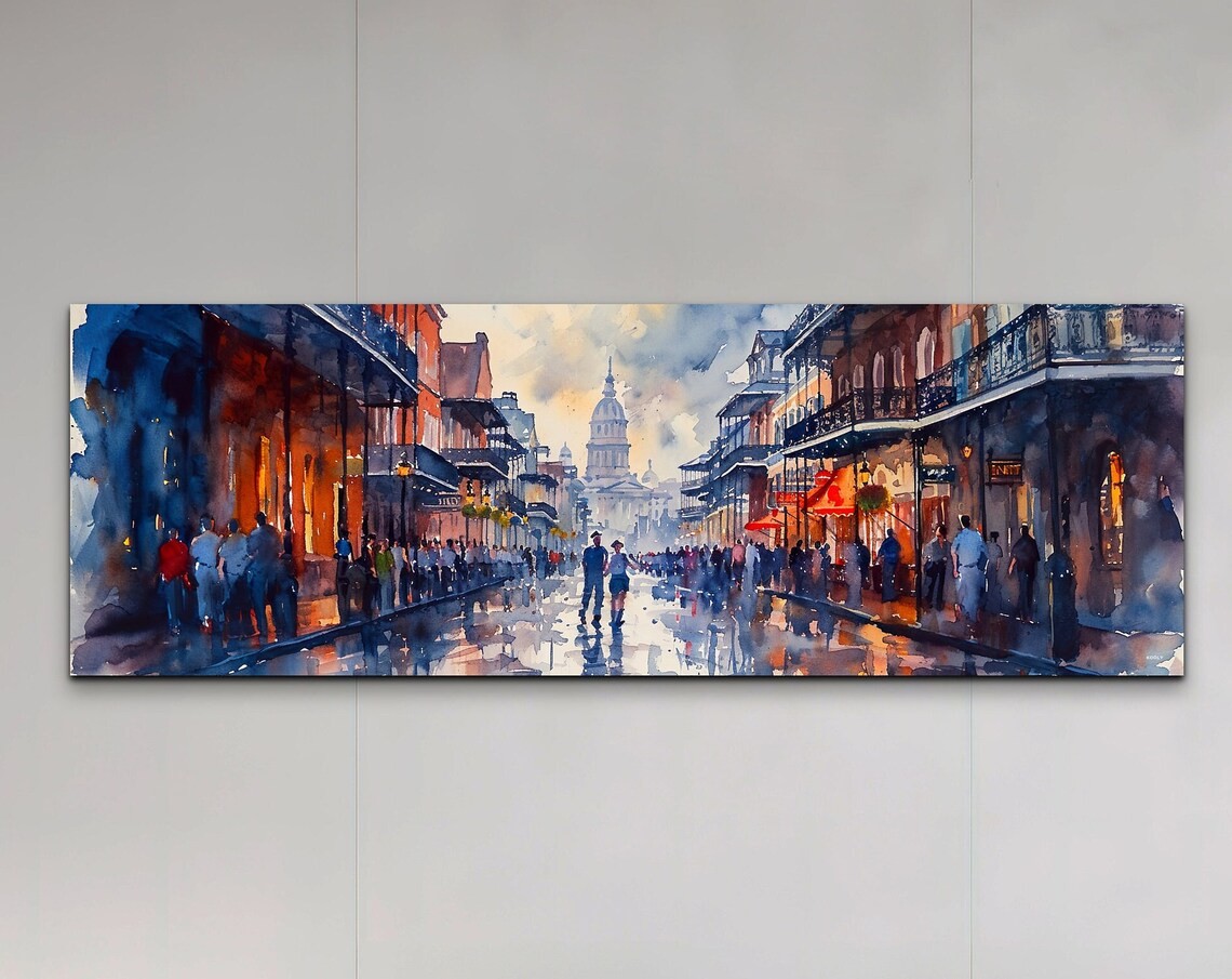 French Quarter Panoramic Art Print, Urban Landmark