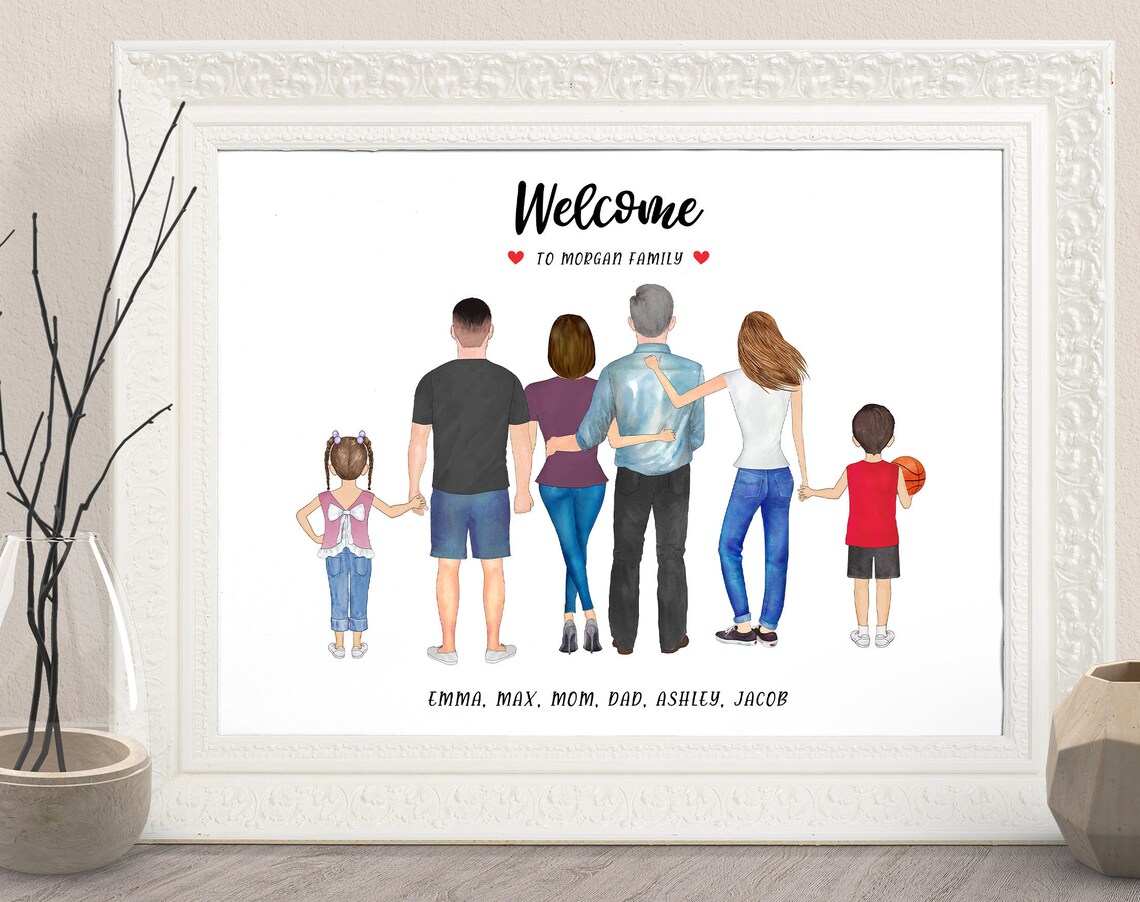 Personalized Welcome to Our Family Name Portrait Art Gift Print