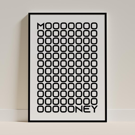 Money Typography Print Minimalist Wall Art Modern Quote Office Decor Poster