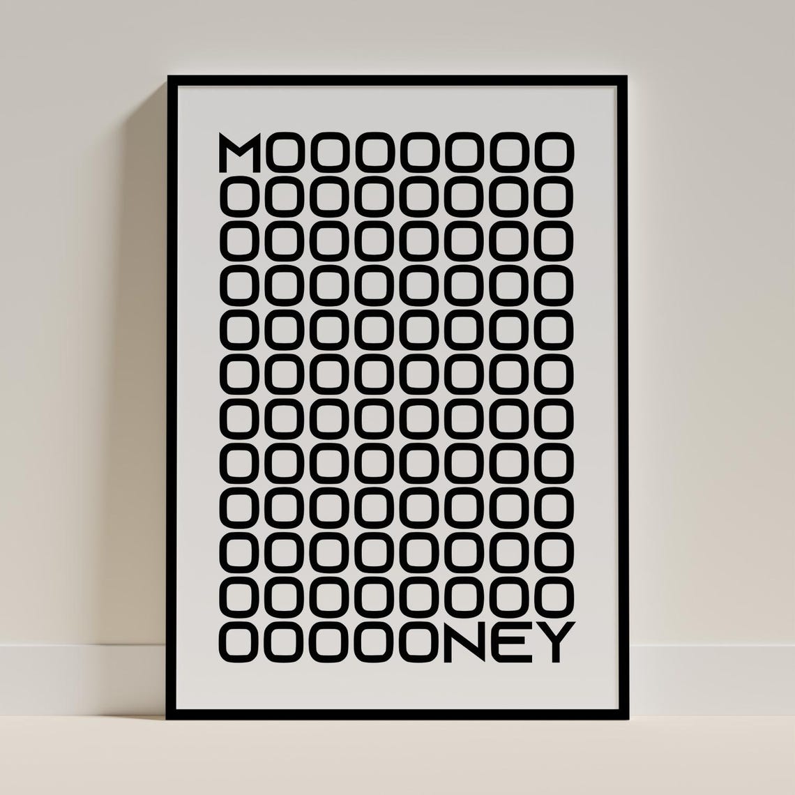 Money Typography Optical Illusion Minimalist Letter O Art Poster