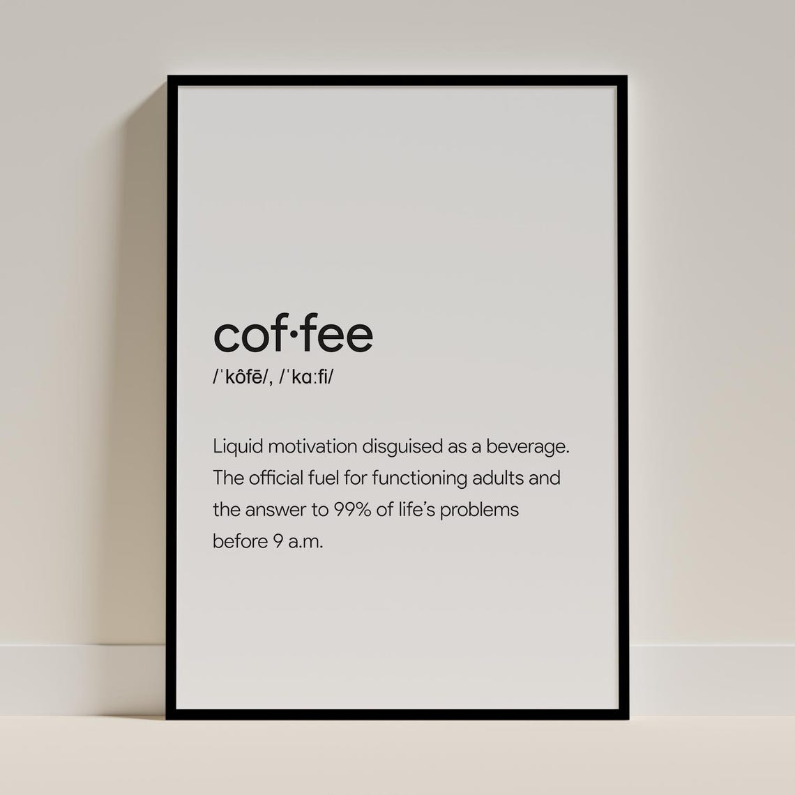 Coffee Definition Funny Dictionary Typography Minimalist Lover Poster