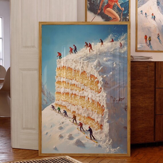 Retro Apres Ski Mini Skiers Art Print