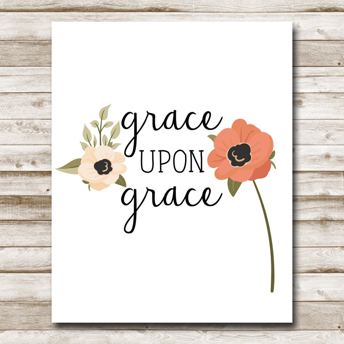 Grace Upon Grace Anemone Floral Script Faith Gift Wall Poster - Image 4