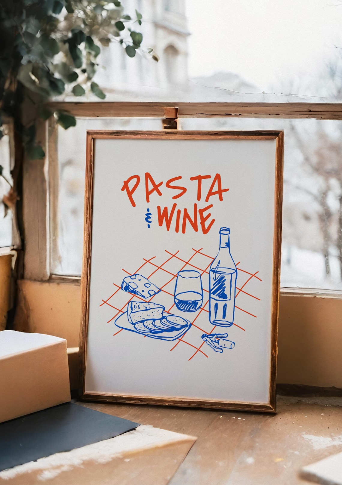 Pasta Wine Minimalist Typographic Poster - Image 2
