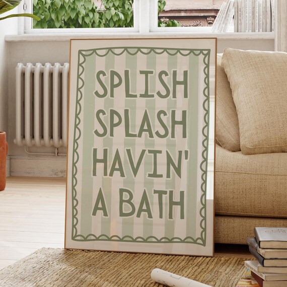 Splish Splash Funny Bath Poster, Retro Dorm Decor