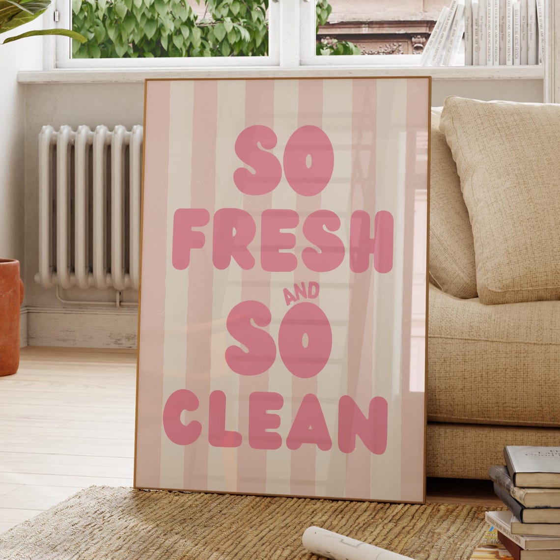 So Fresh And Clean Retro Bathroom Art Print