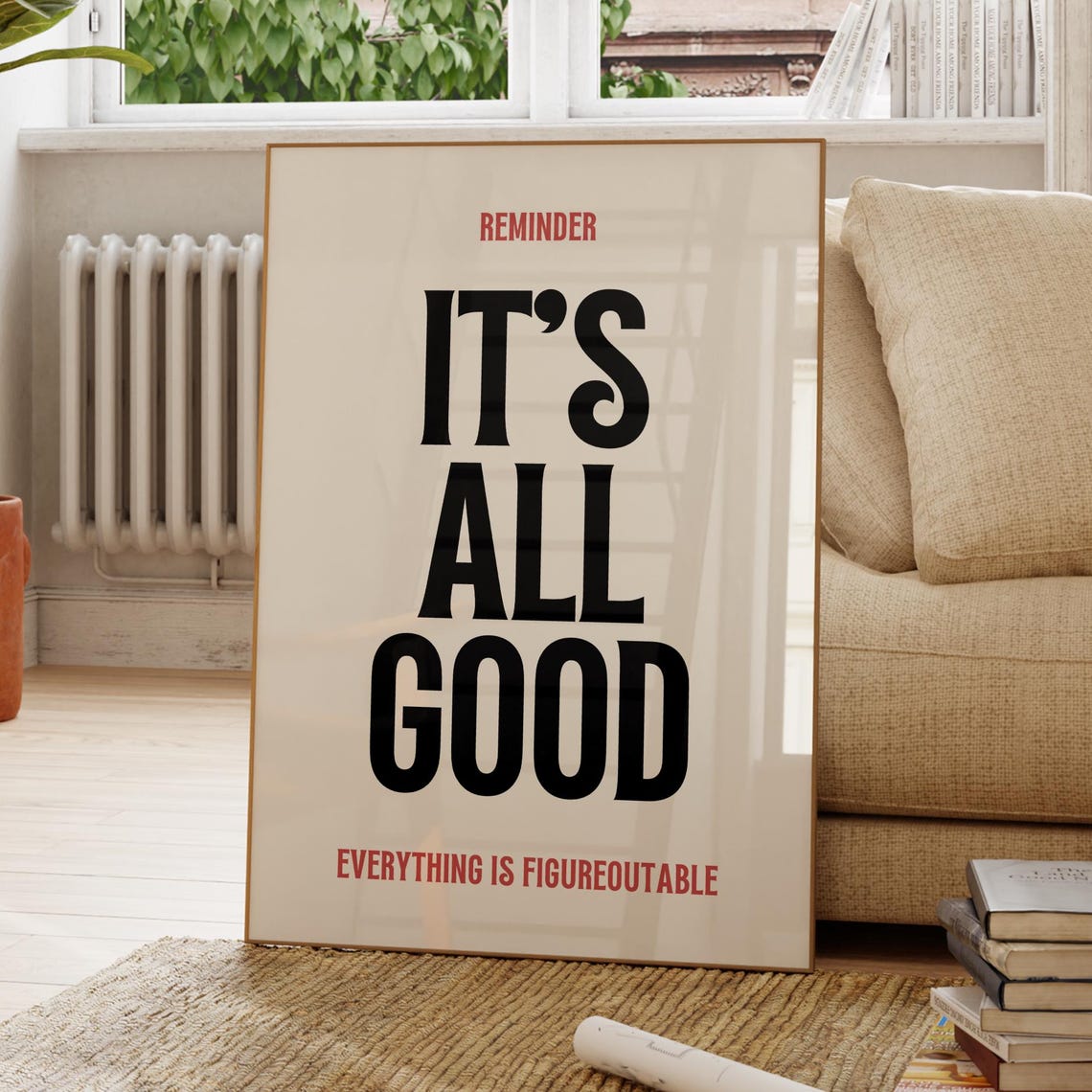 Its All Good Poster Uplifting Positive Quote Dorm Room Decor Dopamine Motivational Hallway Art Apartment Gift