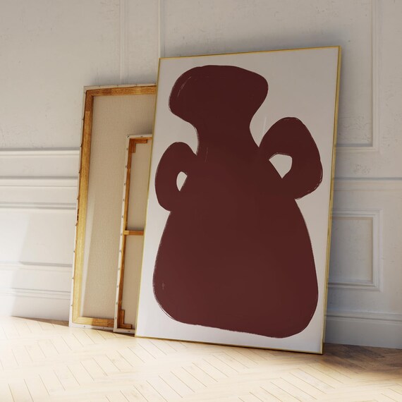 Burgundy Abstract Vase Poster Matisse Inspired Minimal Amphora