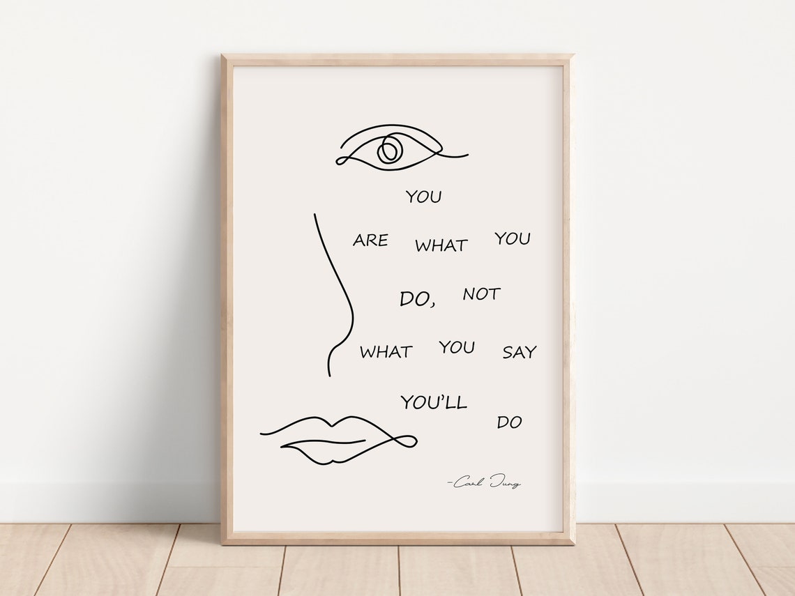 Carl Jung You Are What You Do Minimalist Line Art Face Quote Poster - Image 2