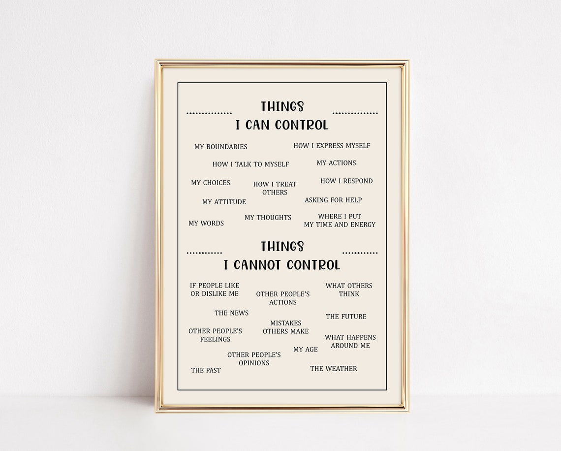 Things I Can Control Daily Mental Health Therapy Office Wall Art