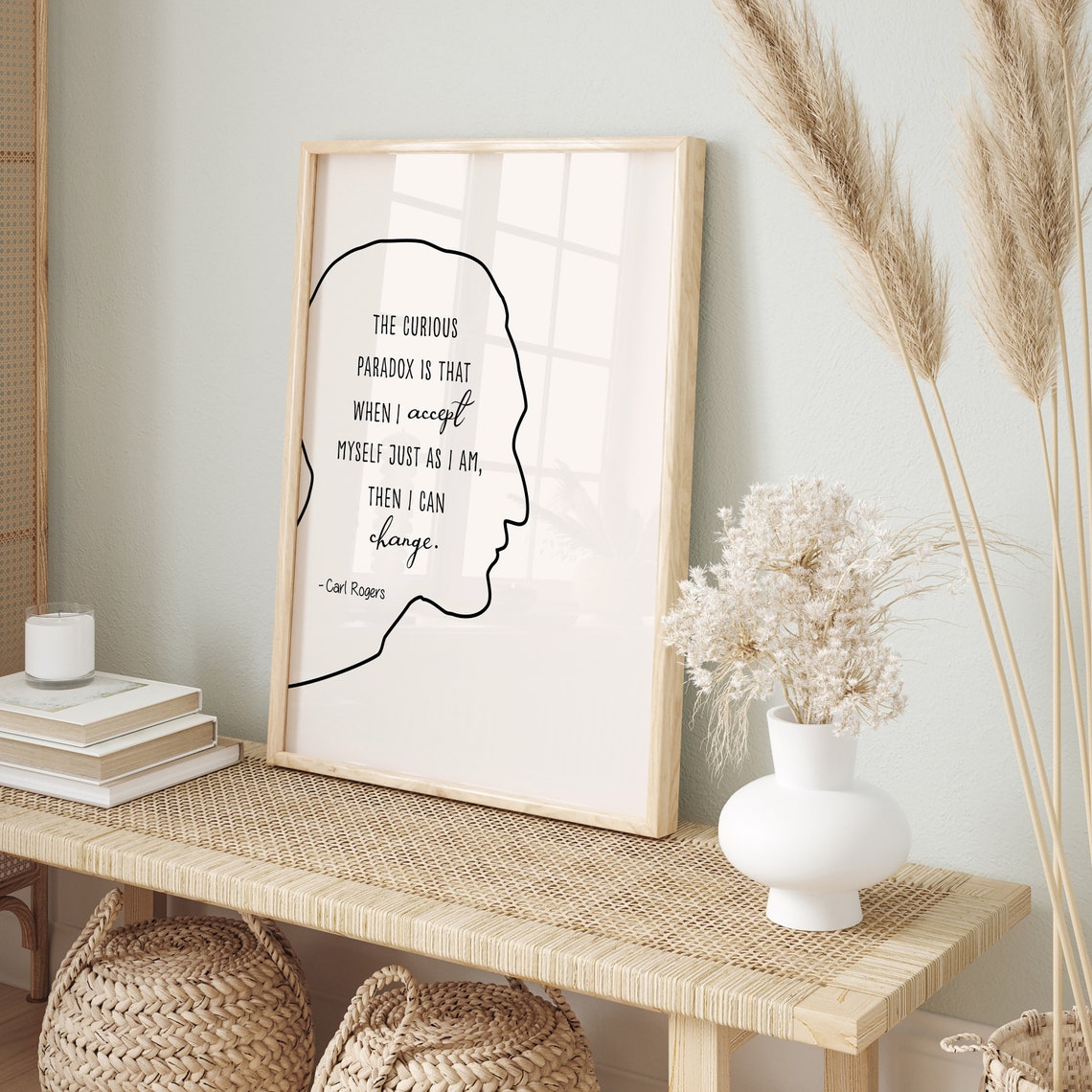 Carl Rogers Accept Yourself Quote Head Silhouette Therapy Poster - Image 2