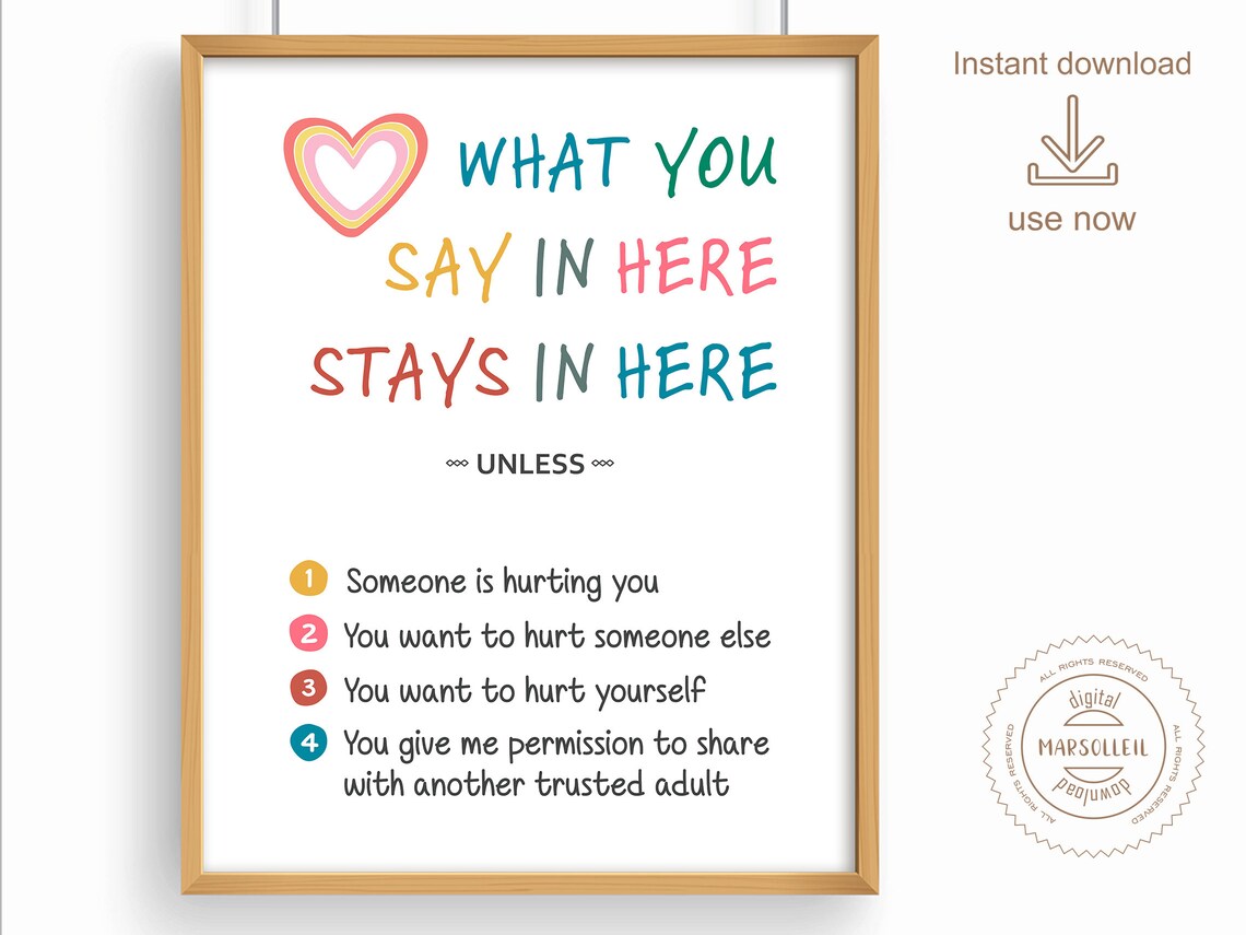What You Say In Here Stays In Here Sign, Therapy Office Decor - Image 3