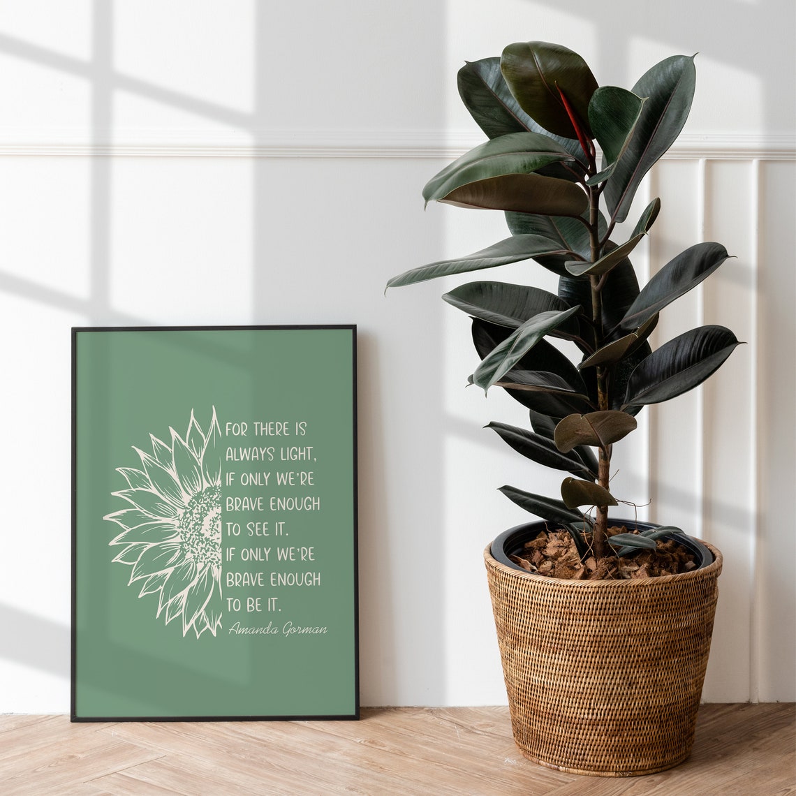 Amanda Gorman Always Light Sunflower Quote Sage Green Poster - Image 2