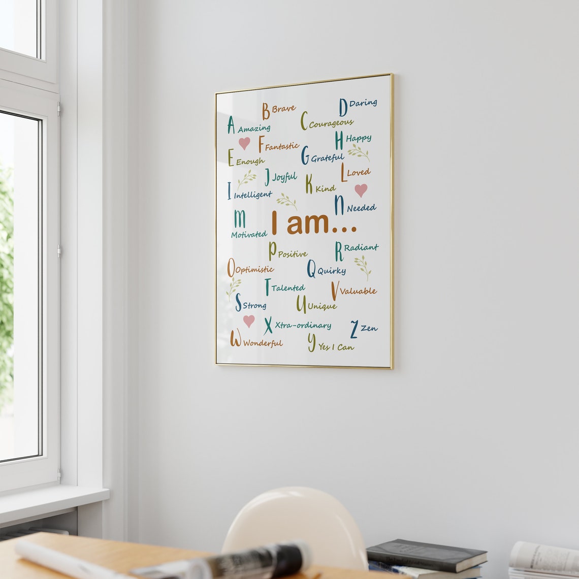 I Am ABC Affirmations A To Z Positive Words Kids Classroom Poster - Image 2