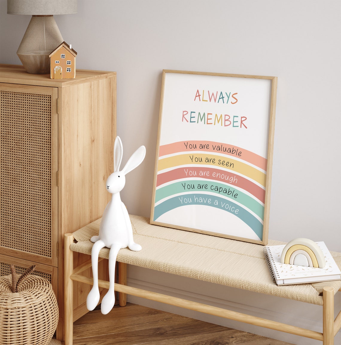 Always Remember You Are Enough Pastel Rainbow Affirmation Poster - Image 3