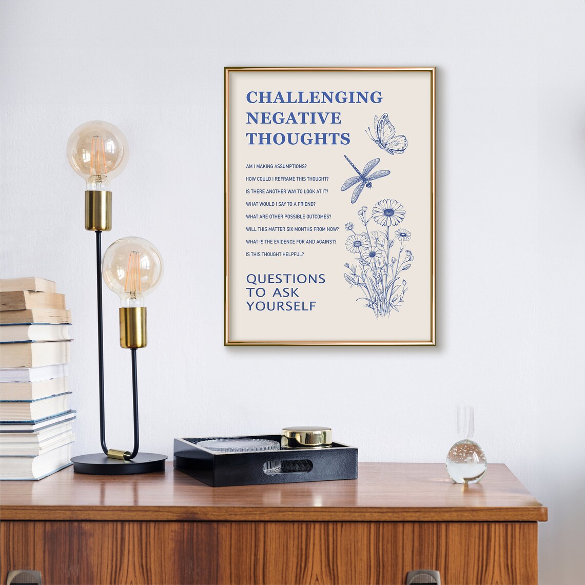 Challenging Negative Thoughts, Therapy Office Decor Poster - Image 3