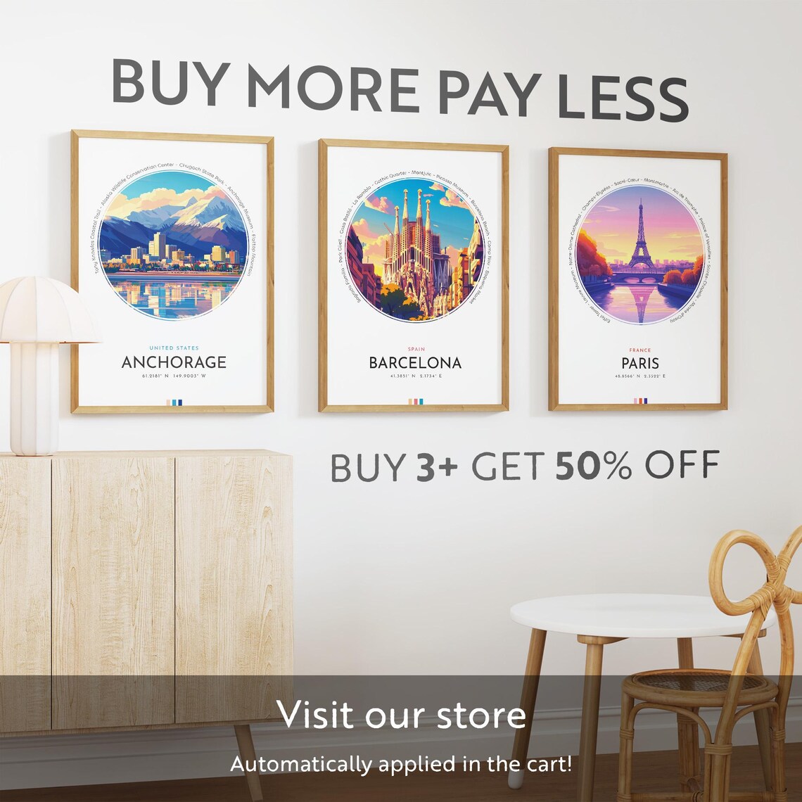 Anchorage City Poster United States Travel Print Wall Art Travel Gift Landscape City Art Wall Decor Birthday Gift - Image 3