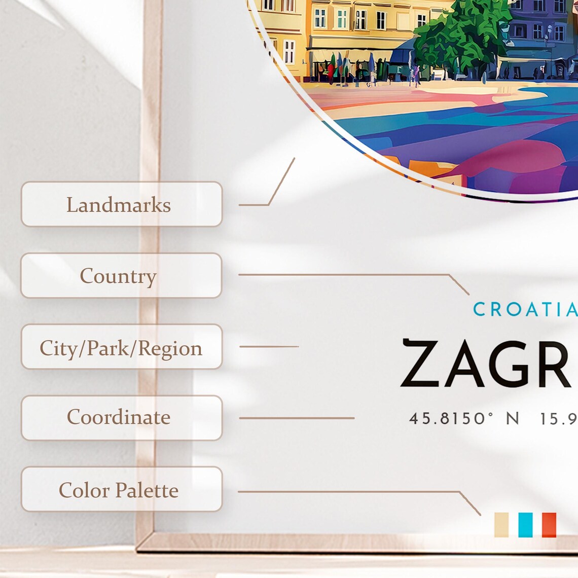 Zagreb Croatia Cathedral Square Twin Spires Vintage Travel Poster - Image 2