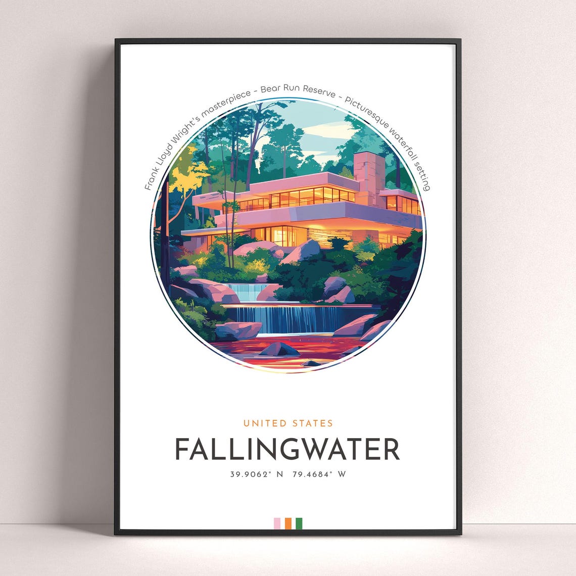 Fallingwater Pennsylvania Frank Lloyd Wright House Travel Poster - Image 4