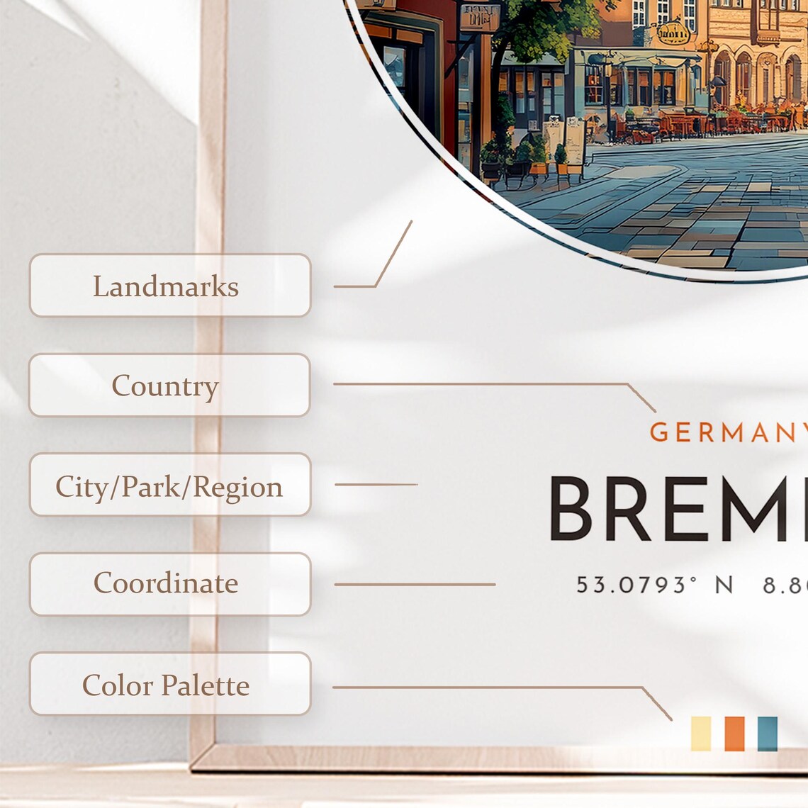 Bremen Germany Old Town Street Historic Buildings Travel Poster - Image 2