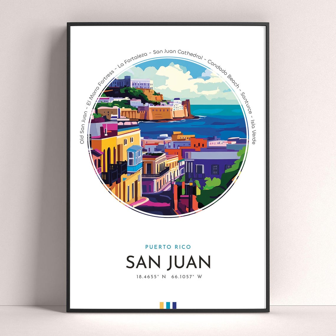 San Juan City Poster Puerto Rico Travel Print Wall Art Travel Gift Landscape City Art Wall Decor Birthday Gift