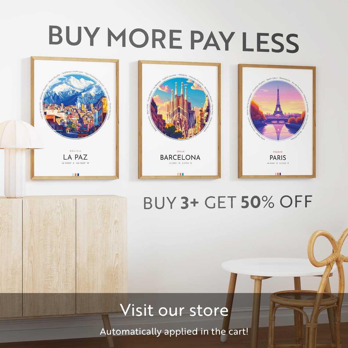 La Paz Bolivia Mountain City Street Snowy Peak View Travel Poster - Image 2