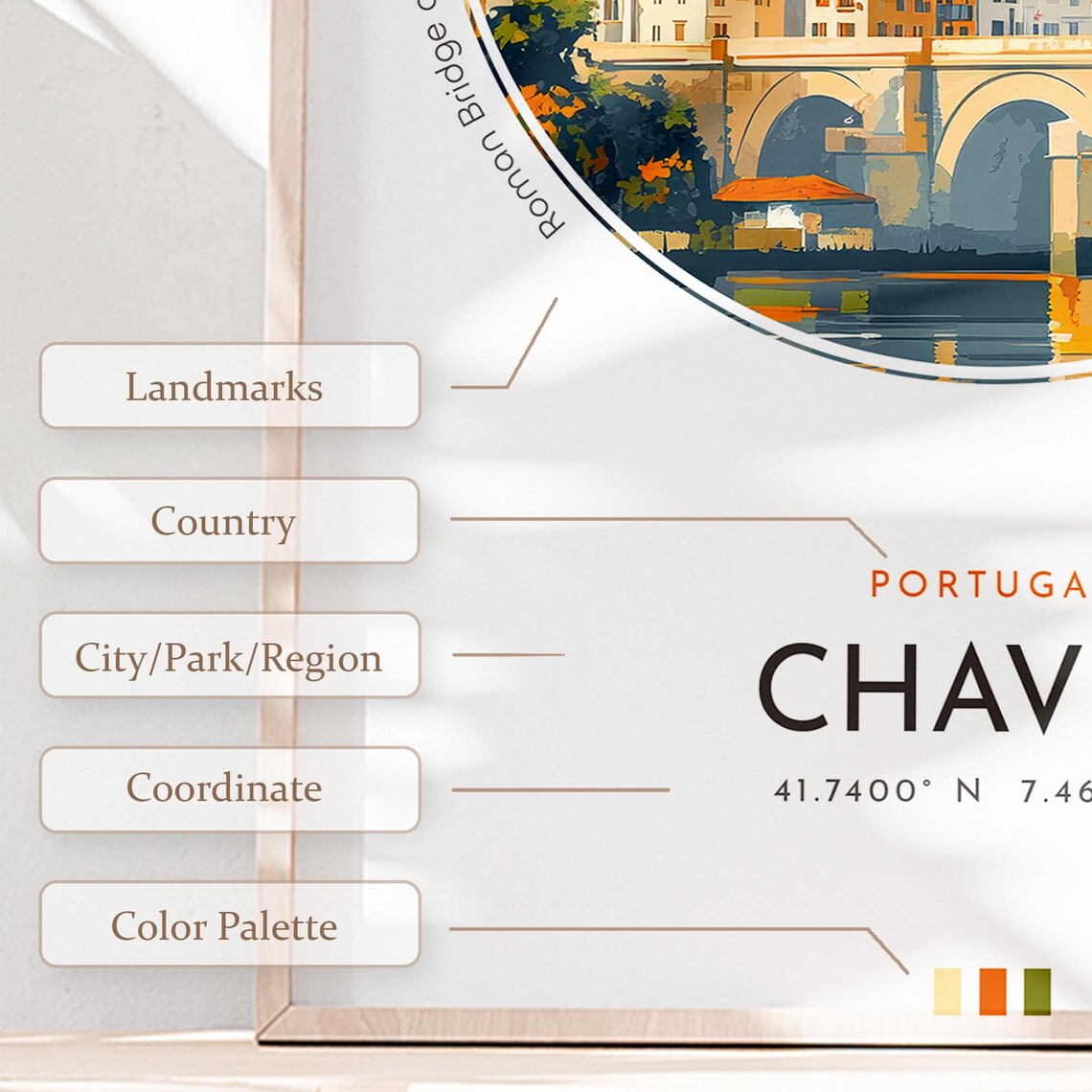 Chaves City Poster Portugal Travel Print Wall Art Travel Gift Landscape City Art Wall Decor Birthday Gift - Image 2