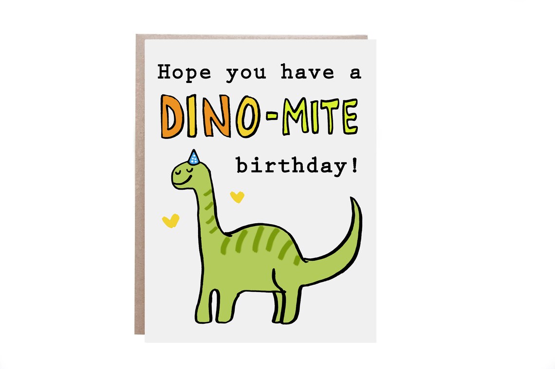 Have a Dino-Mite Birthday Green Dinosaur Kids Birthday Card Poster