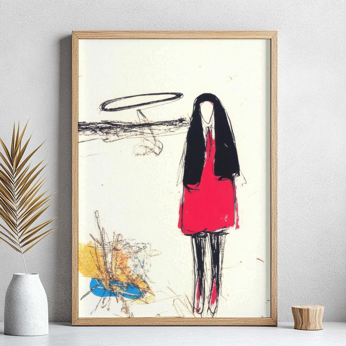Minimalist Gothic Art Print Surreal Faceless Figure Art Dark Abstract Sketch Instant Wall Art - Image 3