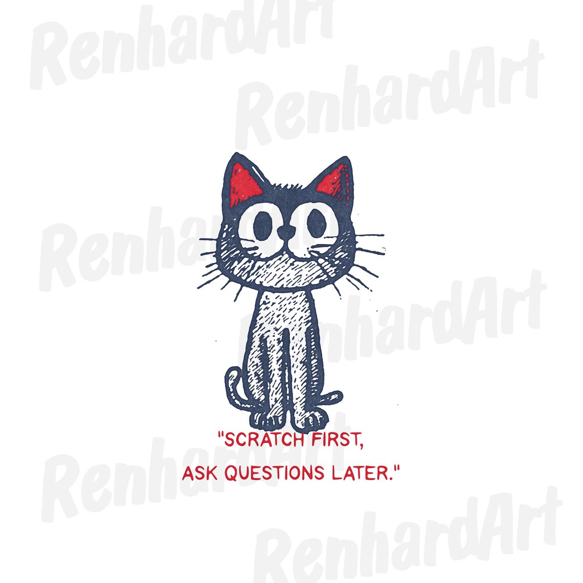 Scratch First Ask Questions Later Black Kitten Quote Poster for Cat Lovers - Image 4