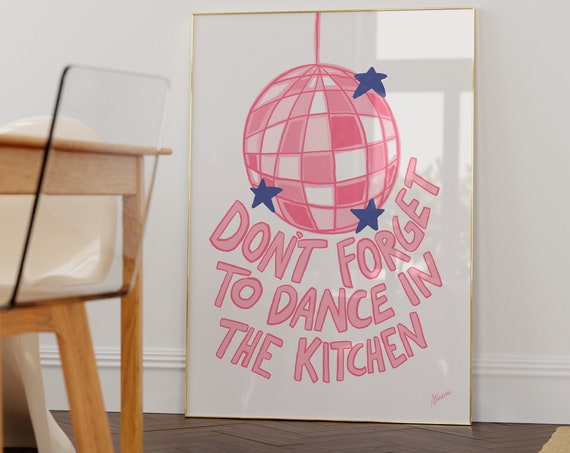 Dance In The Kitchen Disco Ball Wall Art Themed Prints Trendy Apartment Fun Printcute