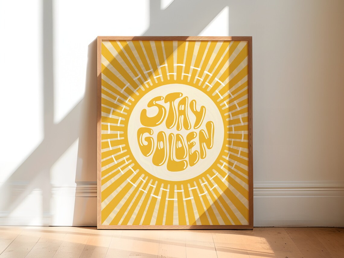 Stay Golden Art Print, Maximalist Indie Decor