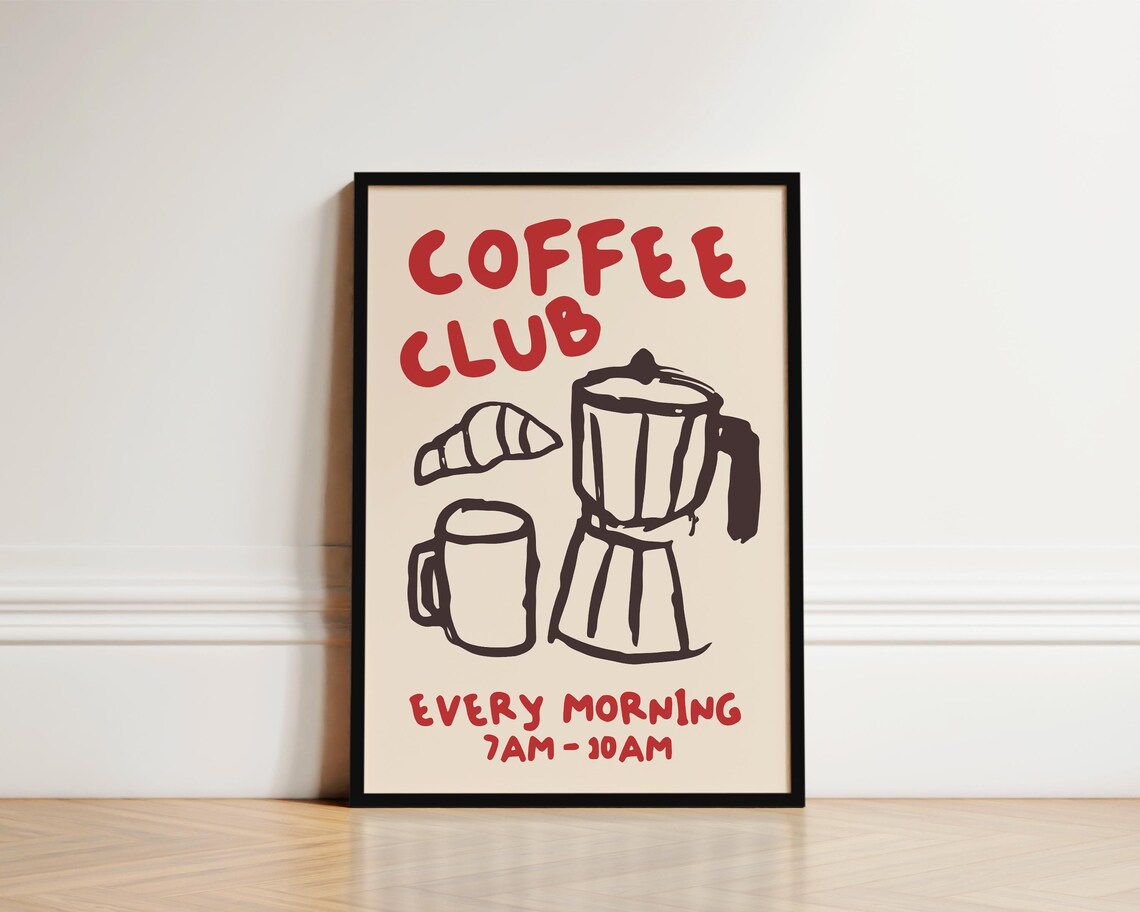Coffee Club Kitchen Art Print, Coffee Lover Gift