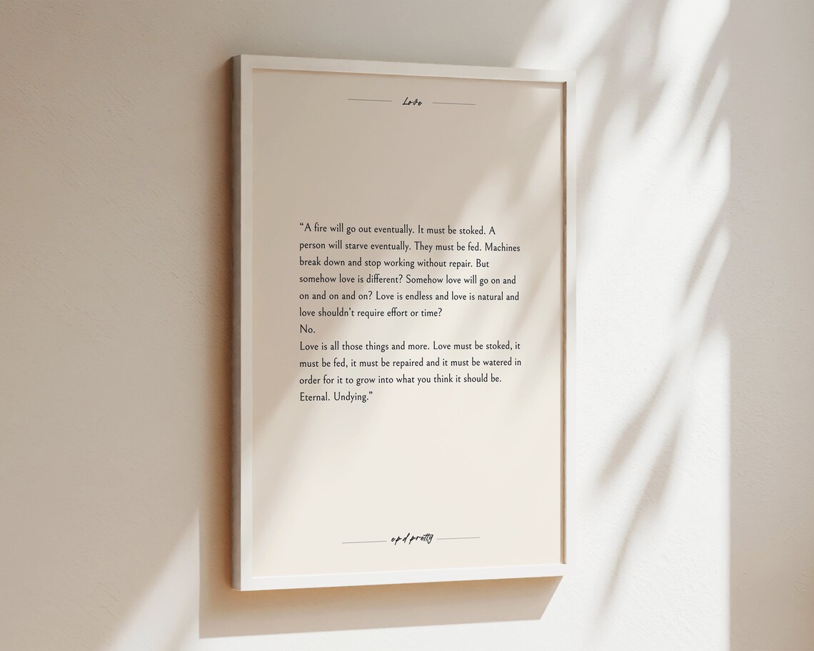 Love Is Eternal Romantic Bookish Quote Minimalist Beige Wall Art - Image 2
