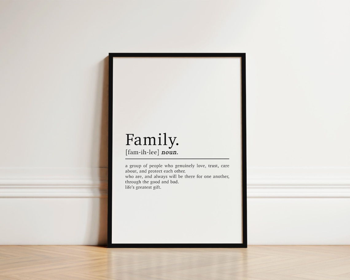 Family Definition Quote Print, Living Room Wall Art