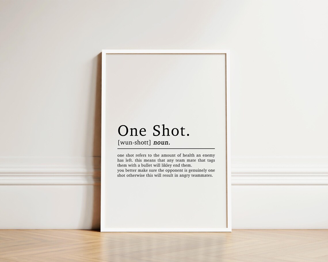 One Shot Definition Gaming Slang Poster, Gamer Room Decor - Image 2